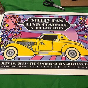 Steely Dan & Elvis Costello 2015 Tour Poster - Signed by Artist - Woodlands, TX